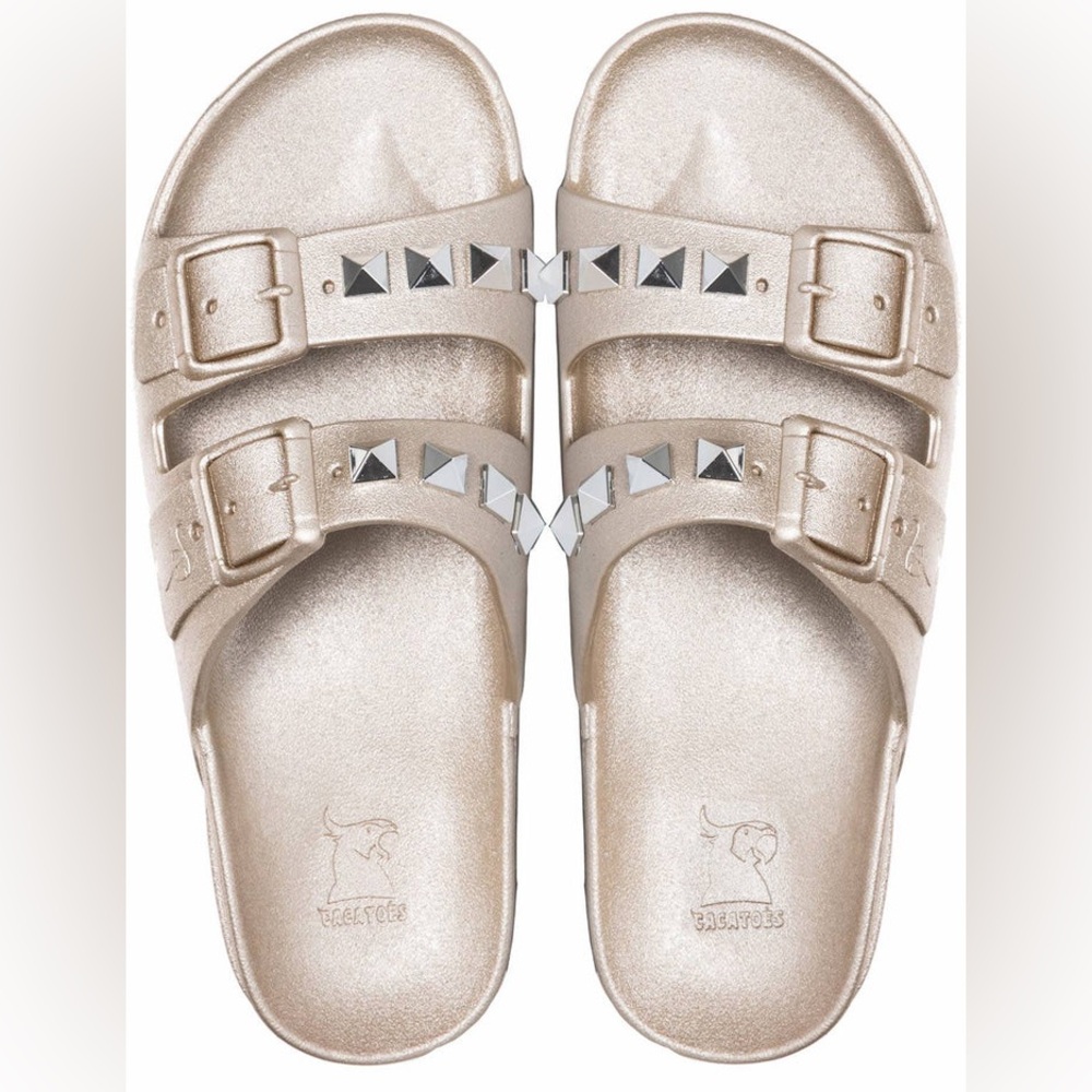 Cacatoès Lambada Gold Studded Sandals Sz 8/9 Scented Waterproof Slip-On | Brazil